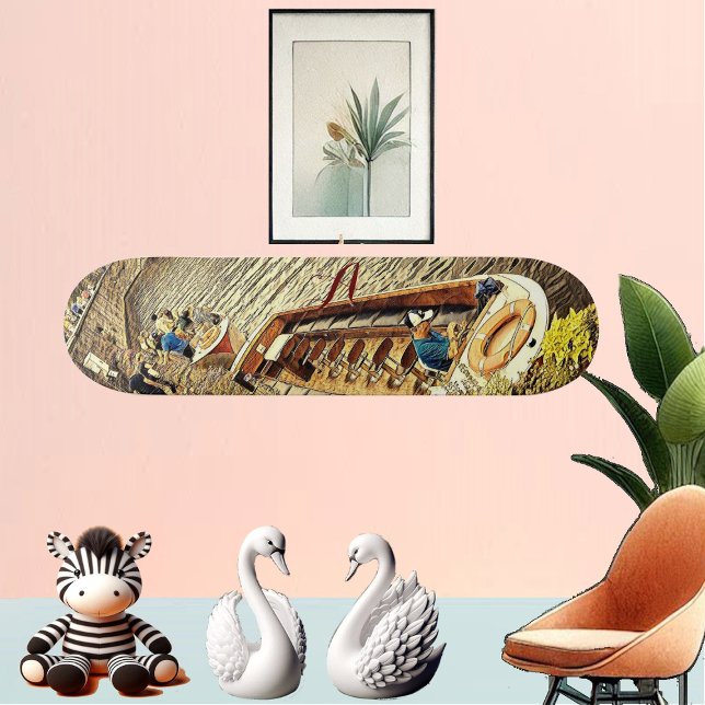 Skate Canal Sail Boat Pathway Scenery. Diversão de abstr (Canal Sail Boat Pathway Scenery Abstract Art Fun Skateboard)