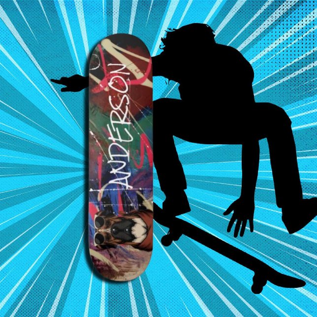 Skate Cão da família Personalizada Trô Moderno e Cute (Original and best online Zazzle skateboard shop- Urban Warrior)