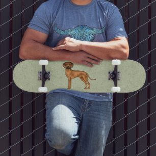 Skate Cão Leão Cartoon Marrom Rhodesian Ridgeback Verde