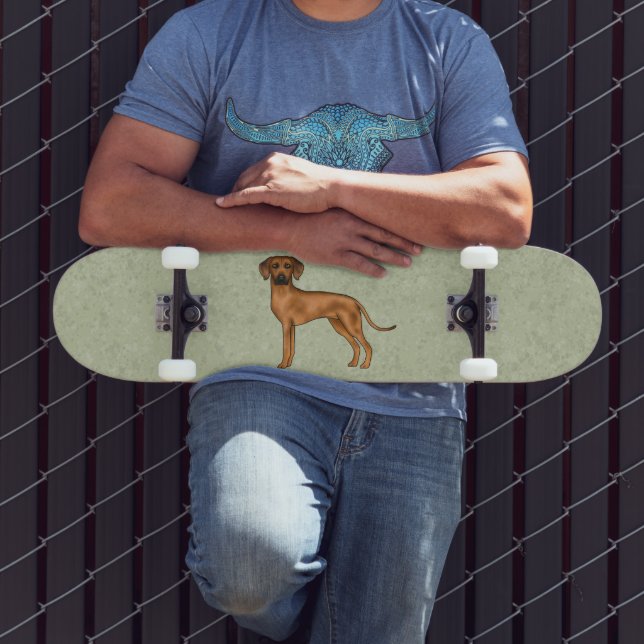 Skate Cão Leão Cartoon Marrom Rhodesian Ridgeback Verde (Ao ar livre 3)
