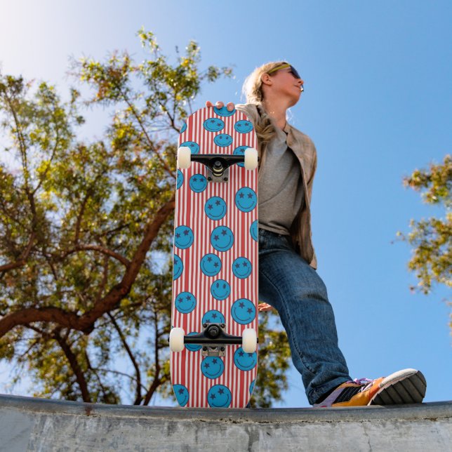 Skate Cara Sorridente Patriota Retro (Ao ar livre 1)