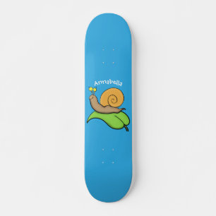 Skate Caracol bonito e feliz numa ilustração de desenho