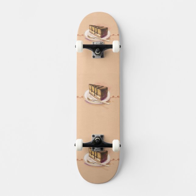 Skate Cartão com o bolo pintado da aguarela (Frente)
