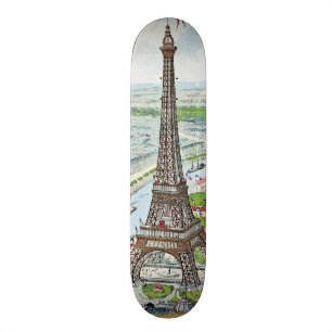 Skate Cartão que descreve a torre Eiffel