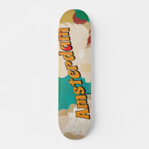 Skate Cartaz de Viagem Antigo de Amsterdã