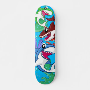 Skate Cartoon Blue Ocean Fish para crianças do mar