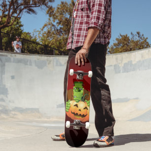 Skate Cartoon Frankenstein Monster com Pumpkin