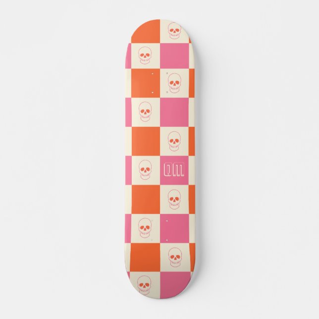 Skate Cascas da Desktop Board em rosa, laranja e creme (Frente)