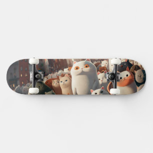 Skate Cat City Cartoon Crowd