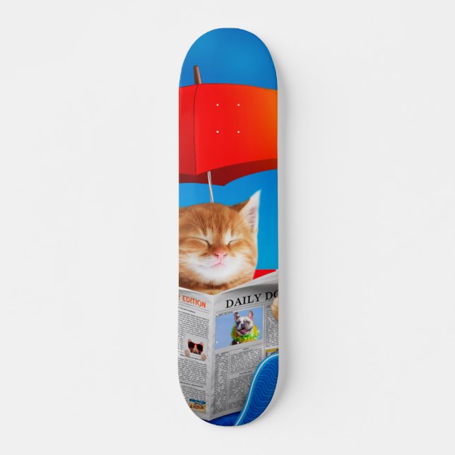 Skate Cat Na Praia Lê O Jornal (Frente)