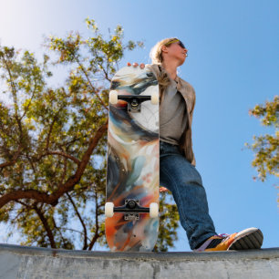 Skate Cavalo a Correr em Aquarela Abstrata