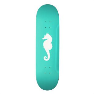 Skate Cavalo-Marinho Turquesa e Branco