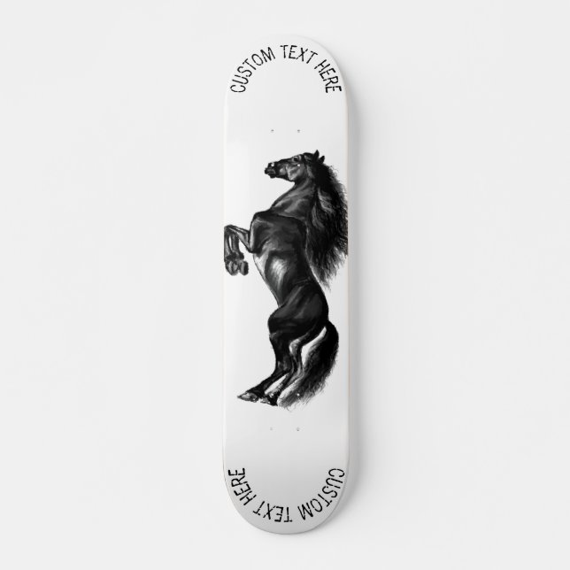 Skate Cavalo Preto - Desenho - Adicione Seu Texto (Frente)