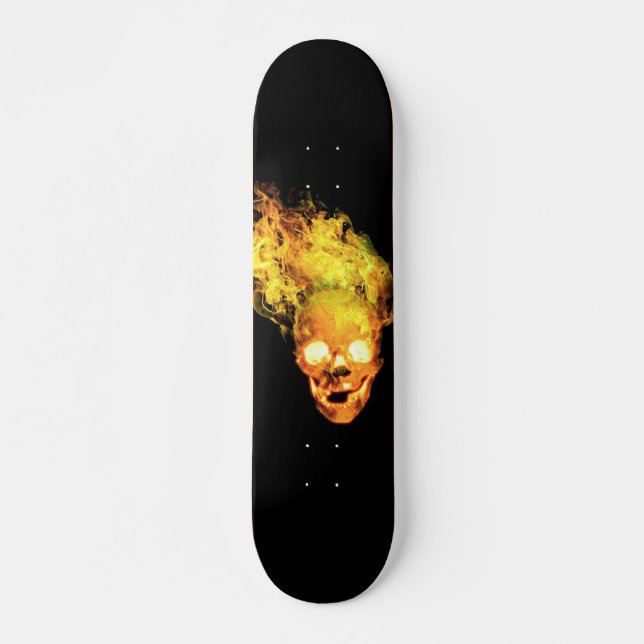 Skate Caveira de fogo flamejante (Frente)