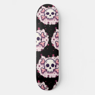 Skate Caveira e Ossos Cruzados Rosa Pastel