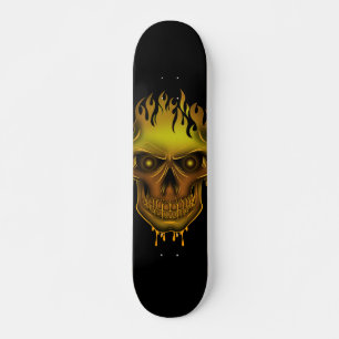 Skate Caveira Flame - Dourado