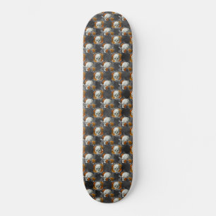 Skate Caveira Floral Gótica Cobre Floral