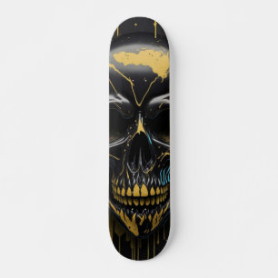 Skate Caveira Preta e Dourada - Design de Caveira Numb