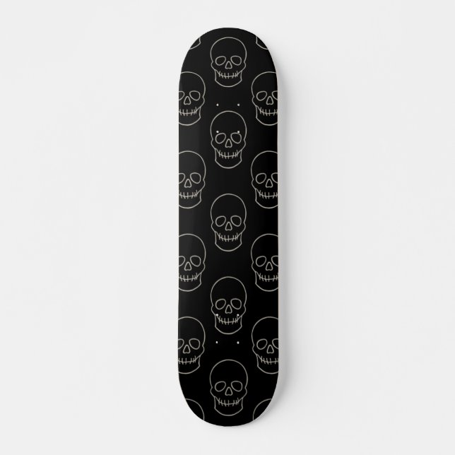 Skate Caveira - Preto-Bato e Branco-Osso (Frente)
