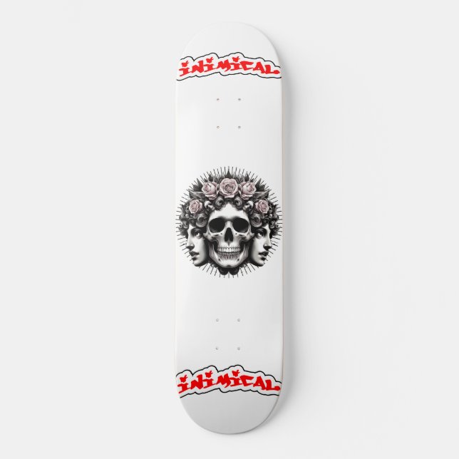 Skate Caveira Rosa Inimada (Frente)