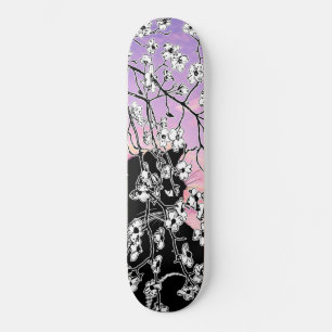 Skate Cereja Negra Gato Floral Céu Rosa Sol