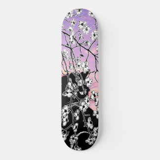 Skate Cereja Negra Gato Floral Céu Rosa Sol