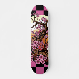 Skate Cerejeira Japonesa Xadrez Preto e Rosa