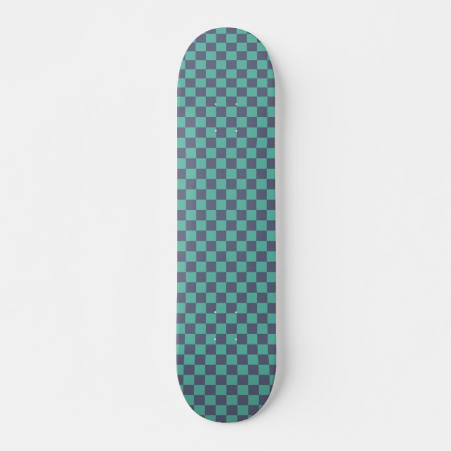 Skate Checkerboard azul e verde (Frente)