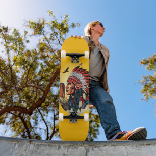 Skate Chefe Americano Nativo na paisagem selvagem Sunset