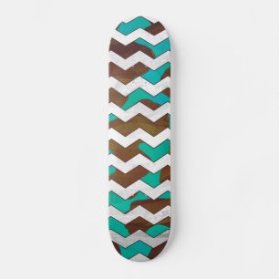 Skate Chevron Cow Brown e Teal Impressão