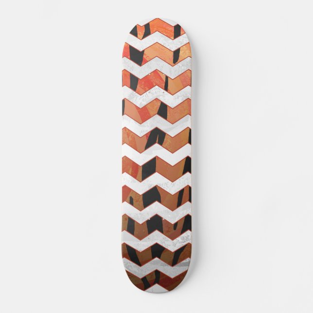 Skate Chevron Tiger - Laranja quente e Impressão preto (Frente)