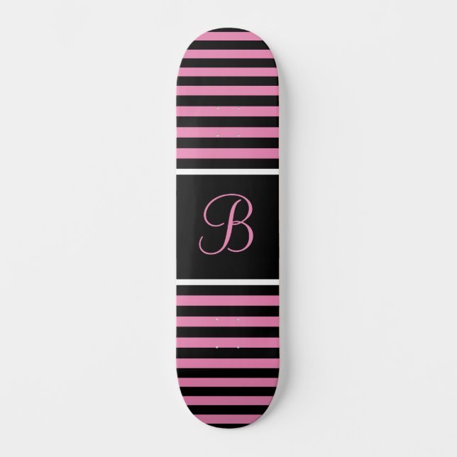 Skate Chic - Letra inicial personalizada, cor-de-rosa e  (Frente)
