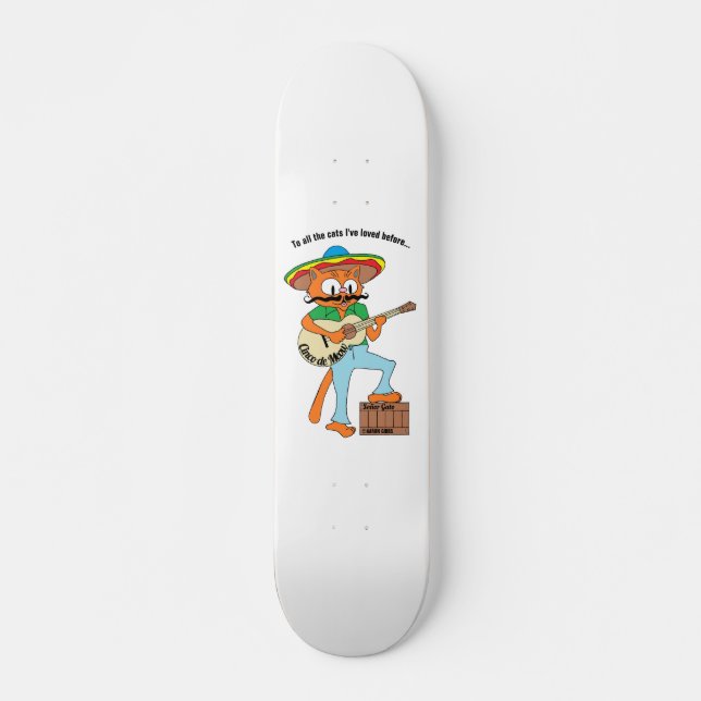 Skate "Cinco de Meow" Cantando Cartoon Mustache Cat (Frente)