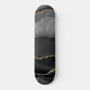Skate Cinza Faux Ouro de Agate Marcado Pedra Preta