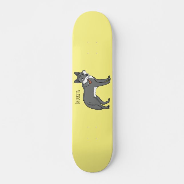 Skate Cinza lobo com ilustração de desenho animado (Frente)