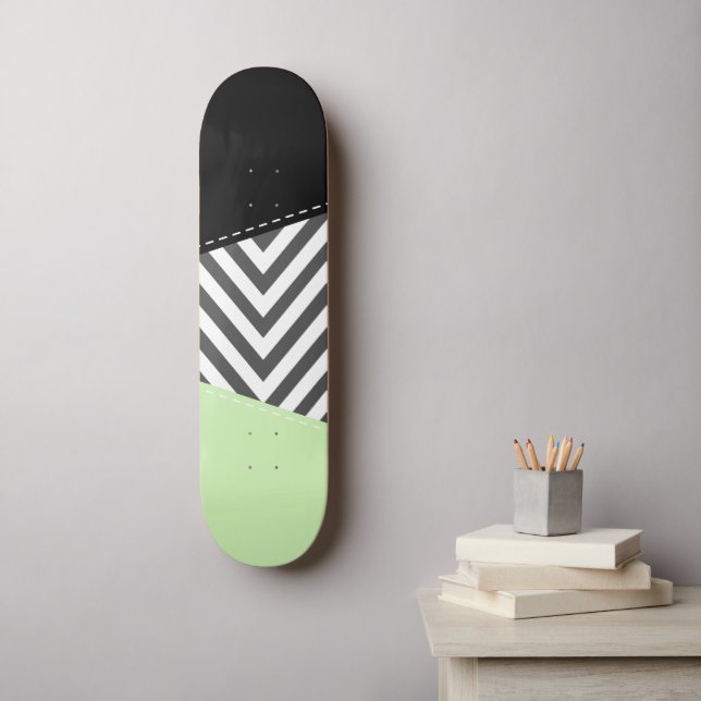 Skate Cinza Zigzag, Cinza Chevron, Zigzag Patterno, Casa (Arte de parede)
