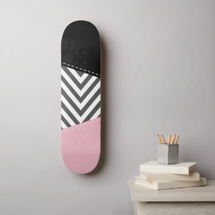 Skate Cinza Zigzag, Cinza Chevron, Zigzag Patterno, Rosa