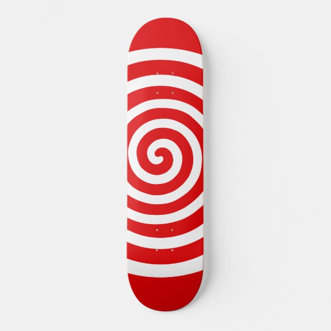 Skate Círculo espiral Abstrato branco em vermelho (Frente)