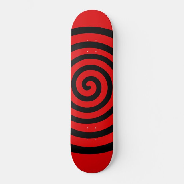 Skate Círculo Espiral Abstrato preto em vermelho (Frente)