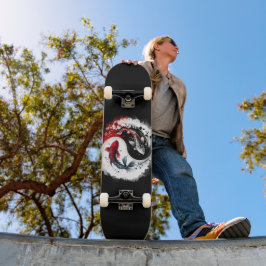 Skate Círculo Koi Fish Taiji Arte Japonesa Preta E Branc