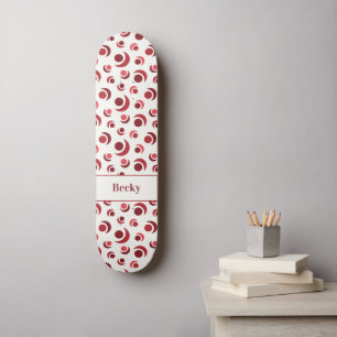 Skate Círculos abstratos e luas crescentes em vermelho m