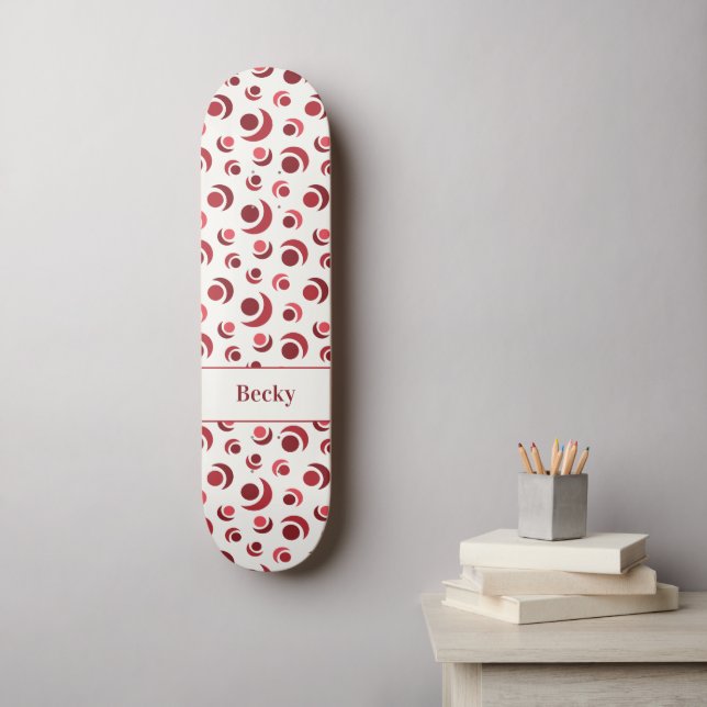 Skate Círculos abstratos e luas crescentes em vermelho m (Arte de parede)
