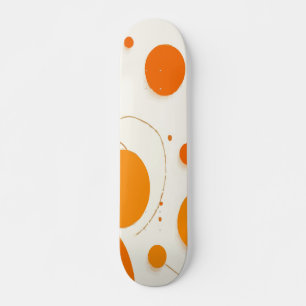 Skate Círculos Abstratos Laranja em Design Moderno Branc