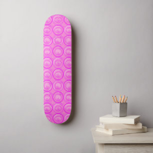 Skate Círculos de Destaque Flores de Fundo Cor-de-Rosa A
