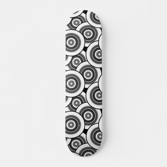Skate Círculos e anéis - padrão geométrico preto e branc (Frente)