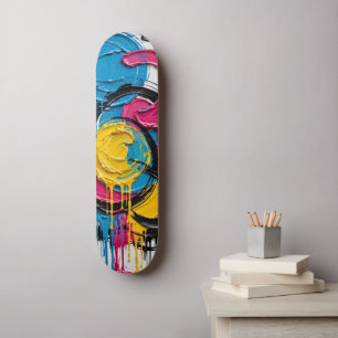 Skate Círculos Pop Drip - Azul Rosa Amarelo Preto Colori