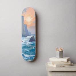 Skate Cliffside Cove | Pintura em Aquarela do Oceano Cos