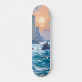 Skate Cliffside Cove | Pintura em Aquarela do Oceano Cos