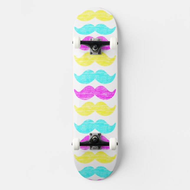 Skate CMY Mustaches (estilo letterpress) (Frente)