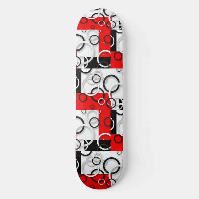 Skate Cobertor Sherpa Círculos Vermelhos Pretos (Frente)